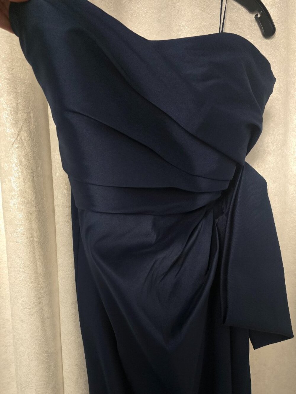 Badgley Mischka Navy Blue Strapless Evening Gown Full Length Maxi Back Bow 12 - Picture 10 of 11